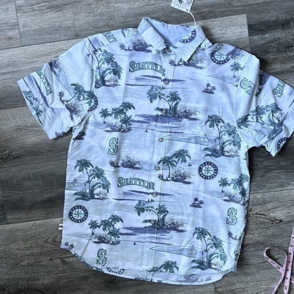NWT MLB Shirt Seattle Mariners short sleeve medium collared Hawaiian Tommy